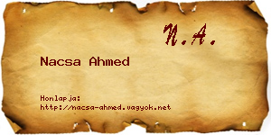 Nacsa Ahmed névjegykártya